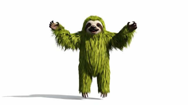 Sloth Character Animation on White Background.