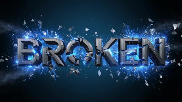 Pulsing center firing chrome3D BROKEN cracking in dark studio splitting O ring ejecting blue shards