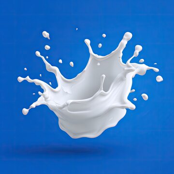 Graphic rendering of a dynamic white liquid splash against a vibrant blue backdrop
