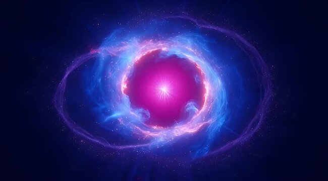 Spectacular Cosmic Nebula with a Vibrant Center Surrounded by Electromagnetic Fields
