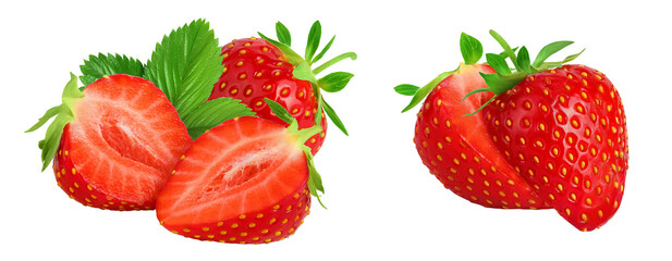 Strawberry isolated on white background. Fresh berry with depth of field