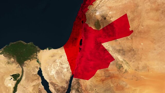 Geopolitical Conflict Animation Highlighting Iran, Israel, and the Middle East countries on the World Map