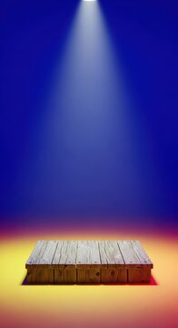 An empty wooden platform designed for impromptu public speaking and delivering powerful messages to an awaiting crowd, temporary, rustic, structure