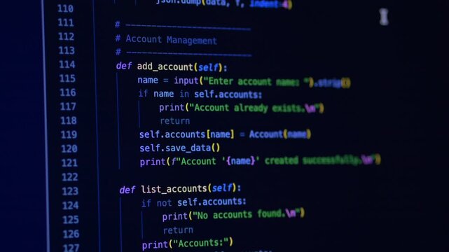 Developer coding environment with deep blue interface supported by ai assistant. Scene illustrates vibe coding concept, digital innovation and automated software engineering process. 