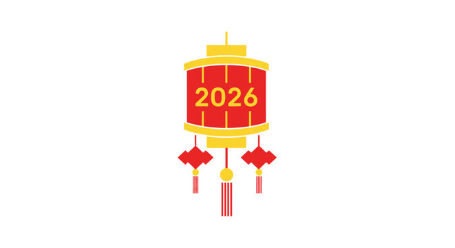 Red Chinese Lantern with 2026 Year Design Element.