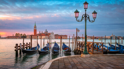 Venice, Italy. Panoramic image of Venice, Italy at beautiful spring sunrise.  © rudi1976