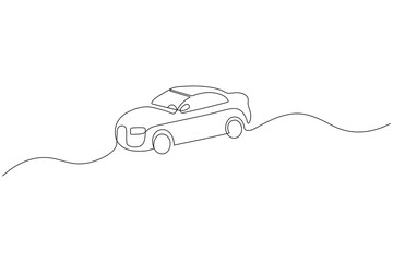 Car icon minimalist car outline vector illustration in single line style
