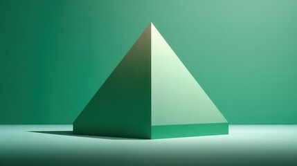 Fototapeta premium Single pyramid on a solid monochrome background, minimal composition with soft studio lighting.
