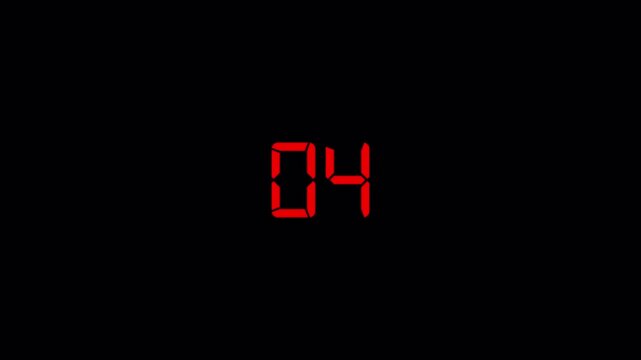 Ten second Countdown timer from 10 to 0 seconds real time. Modern countdown animation on transparent background 10 Seconds Digital Countdown Timer Animation for intros with alpha channel 4k.