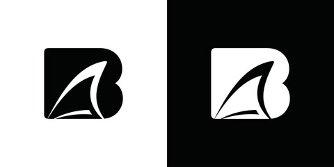 simple vector logo of initial B and shark fin © choirul
