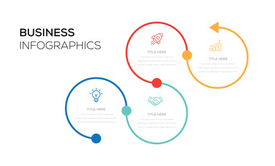 Infographics circle arrow timeline business 4 banner steps to success template. Can be used for presentations slide.