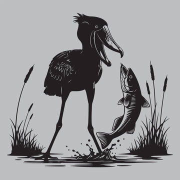 shoebill marsh dominator lethal strike silhouette vector design art and illustration