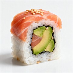 Salmon Avocado Maki Sushi with Sesame Seeds