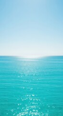 Obraz premium Pure turquoise ocean reflecting dazzling sunlight under a pristine sky, capturing a scene of ultimate tropical paradise and spiritual peace, divine, cloud, brilliant