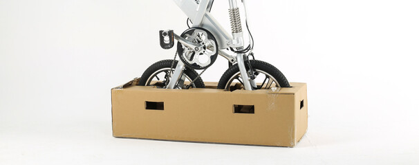 Silver bicycle on white background