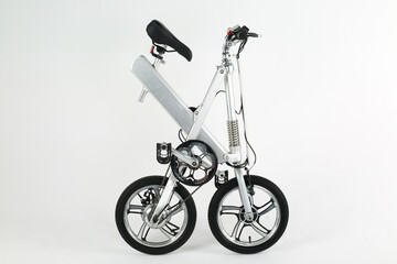 Silver bicycle on white background