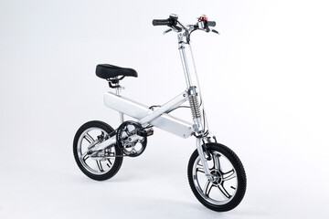 Silver bicycle on white background