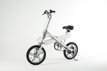 Silver bicycle on white background
