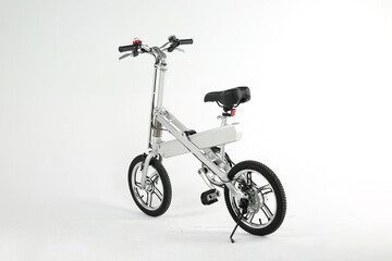 Silver bicycle on white background