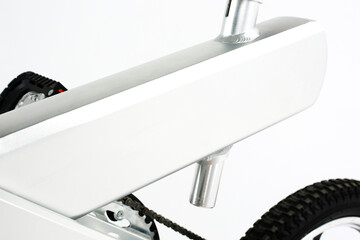 Silver bicycle frame with white background