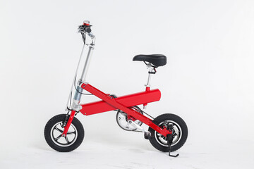 Red bicycle on white background