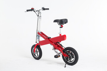 Red bicycle on white background