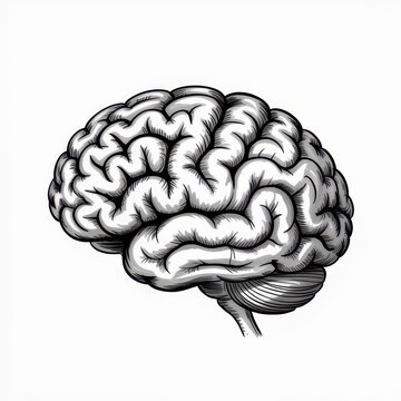 Black and white brain cartoon cerebral cortex