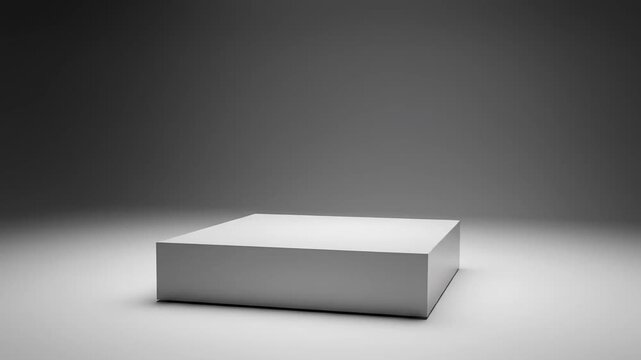 Modern minimalist white box on gray background for product showcase
