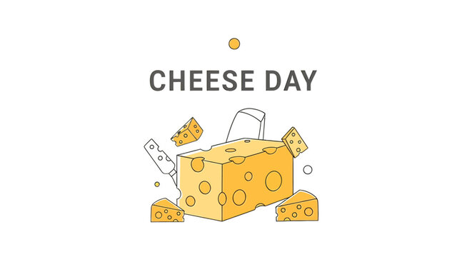 Cheese Day Illustration with Cheese Box and Slices.