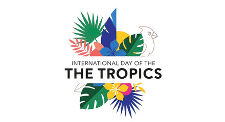 Obraz premium Colorful Tropical Leaves and Bird Logo.
