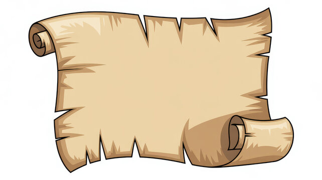 Cartoon parchment scroll with curled ends paper ancient