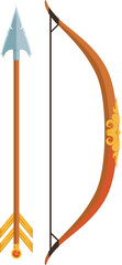 Naklejka premium Bow and arrow cartoon icon. Ancient wooden weapon
