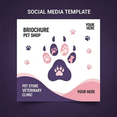 Obraz premium Pet Shop Social Media Template with Paw Prints Design.