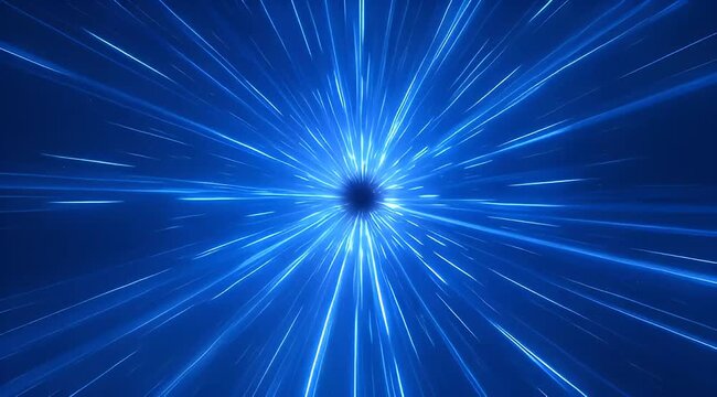Abstract blue light speed tunnel with a black hole in the middle