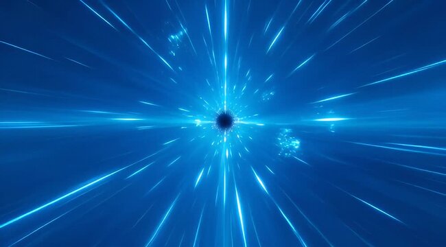 Abstract wormhole illustration with glowing blue light streaks and a dark center