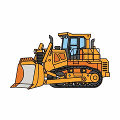 Fototapeta premium Heavy-duty yellow bulldozer with tracks and front blade.