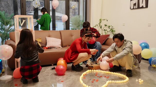 Friends setting the scene for a memorable Valentine's Day