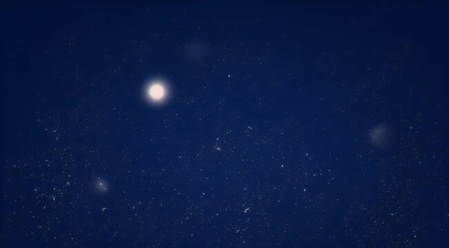 Night sky with a bright moon surrounded by a scatter of stars