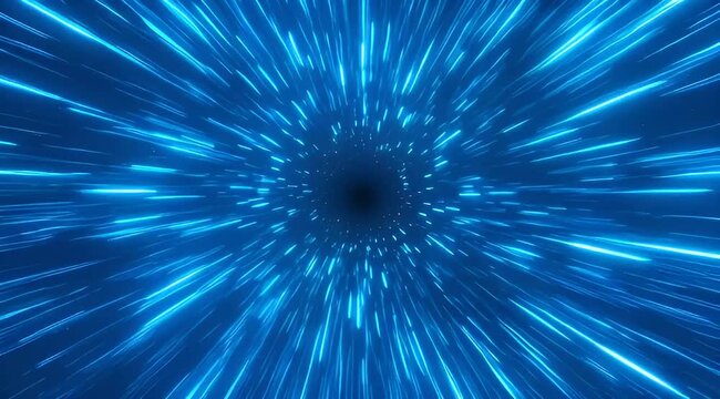 Abstract blue light speed, time travel, hyper space, futuristic concept background