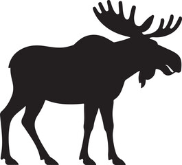 Fototapeta premium Strong Moose Silhouette with Large Flat Antlers Side Profile