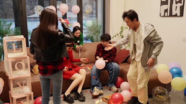 Friends setting the scene for a memorable Valentine's Day