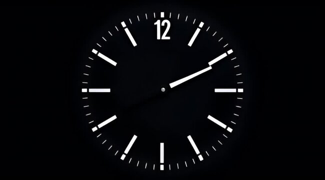 A minimalist clock face in a black and white contrasting design style