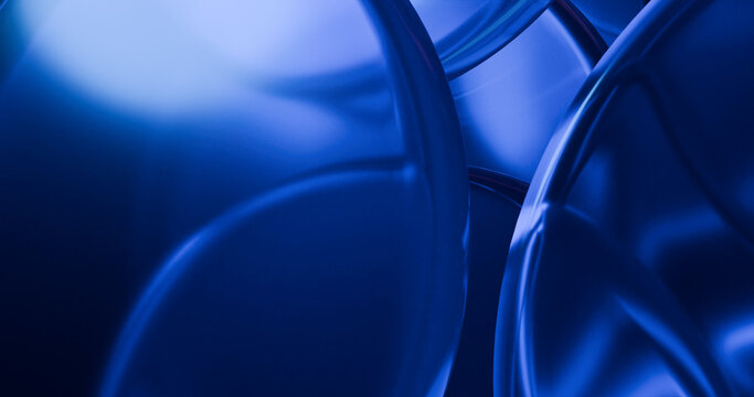 3d render abstract blue glass circle background