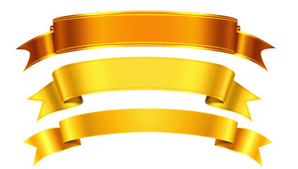 Golden ornate round frame with ribbon isolated PNG, decorative 