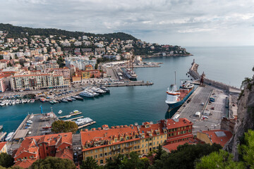 Part of modern sea port in autumn sunny day © An-T