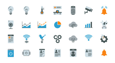 Smart Home Technology Icons Set: IoT, Security, Automation, Data, Connectivity