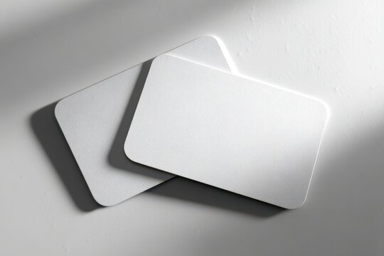Rectangular white tickets with rounded corners arranged on a cool gray backdrop