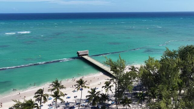 Punta Cana Skyline At Bavaro In Punta Cana Dominican Republic. Caribbean Skyline. Beach Landscape. Nature Seascape. Punta Cana Skyline In Bavaro In Punta Cana Dominican Republic. Scenic Palm Trees.
