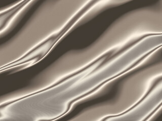高級感のあるゴールドのサテン布背景 滑らかな波と光沢のエレガントなファブリックテクスチャ