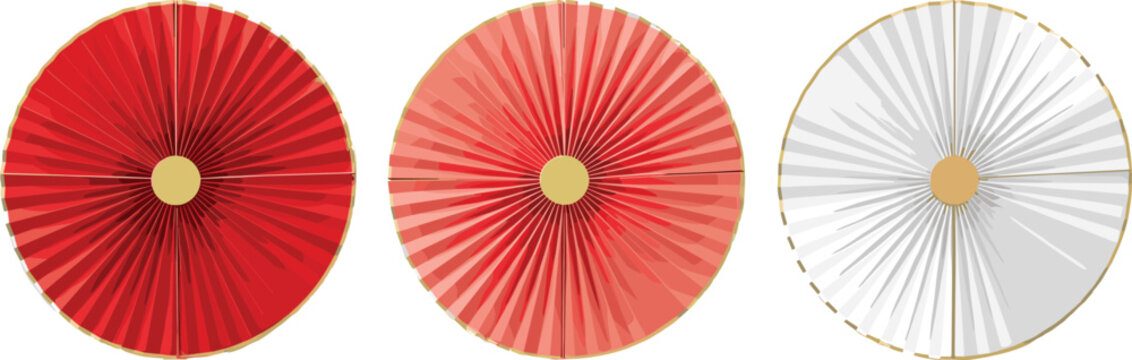 Japanese Paper Umbrella Tops Traditional Wagasa Parasol Pattern Vector Illustration